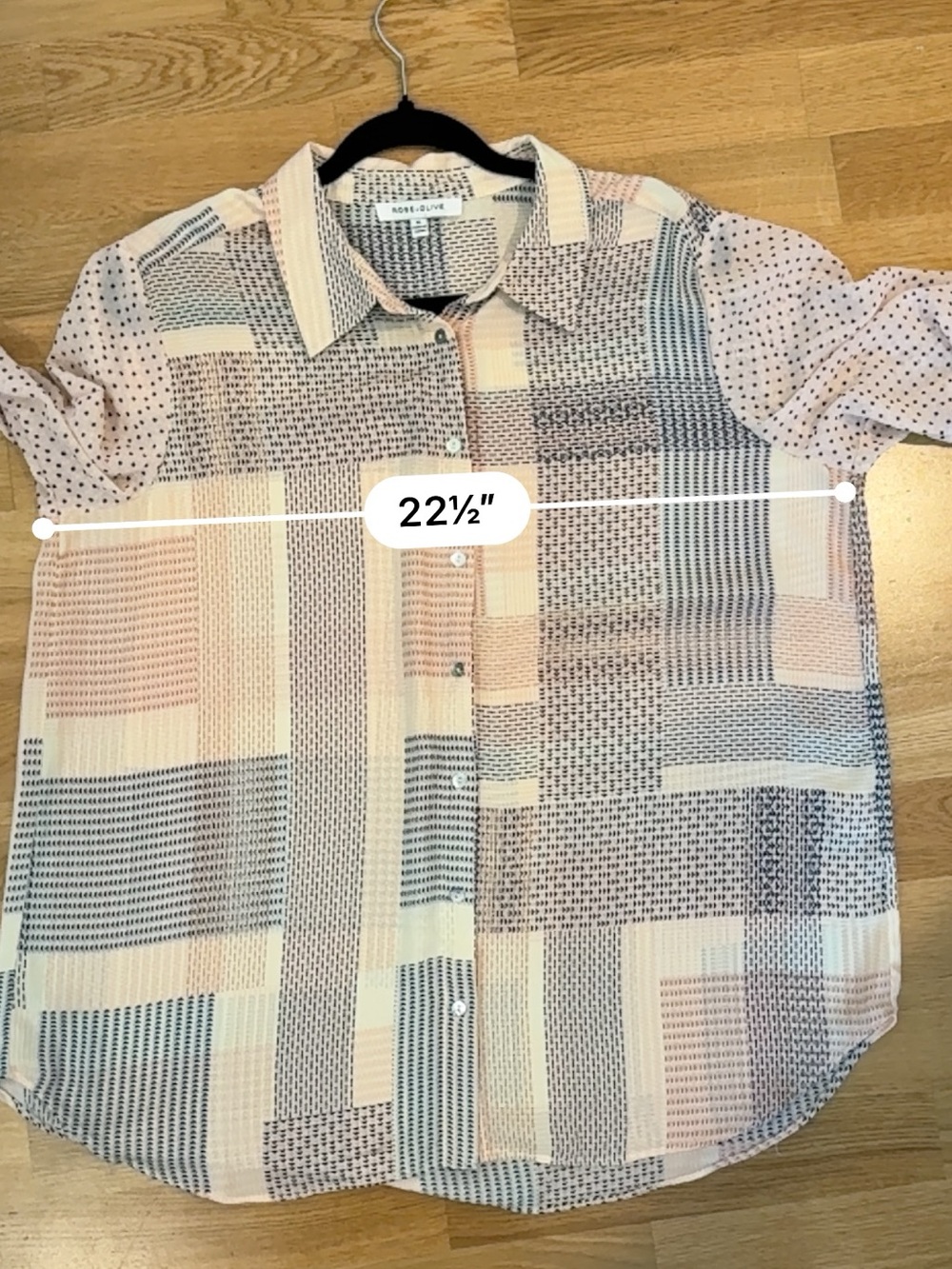 Rose & Olive Cream and Black Patterned Button-Down Blouse - Picture 7 of 9